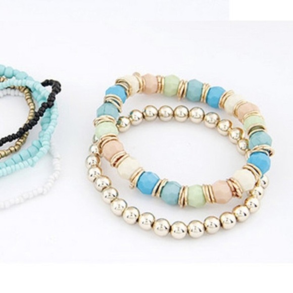 Pretty seven layer blue, gold beads - Picture 3 of 3